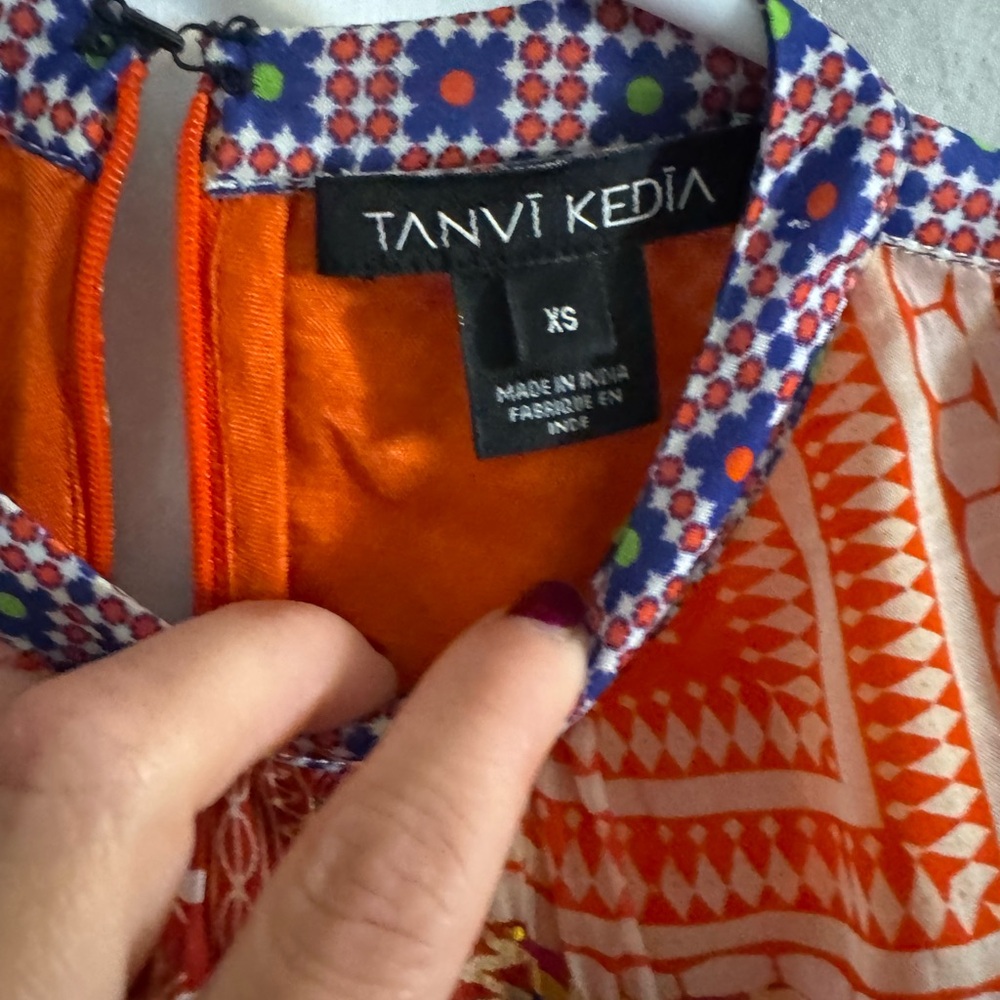Tanvi Kedia Anthropologie Patchwork Red and Orange Dress Boho Dress XS - Picture 4 of 5